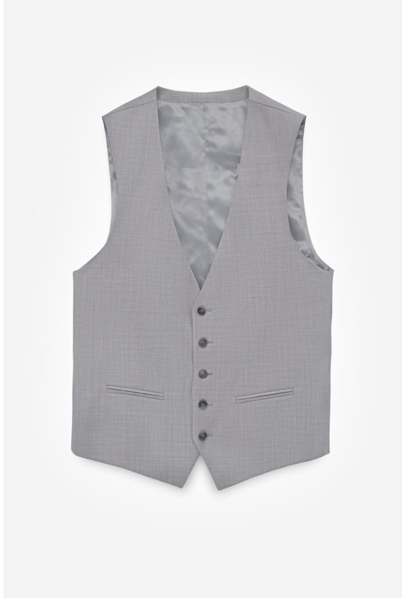 KAMIZELKA GRUTON SLIM FIT SZARA JEDNORZĘDOWA Z WEŁNĄ