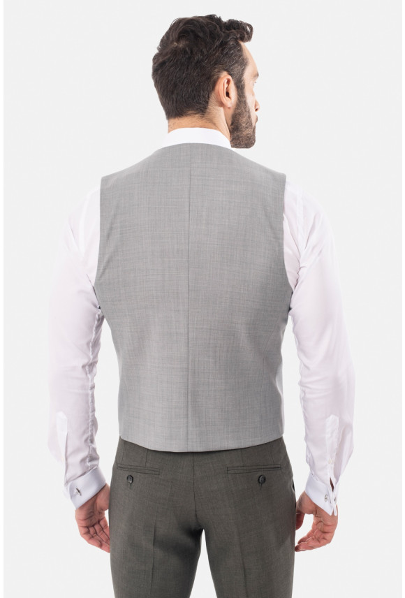 KAMIZELKA GRUTON SLIM FIT SZARA JEDNORZĘDOWA Z WEŁNĄ