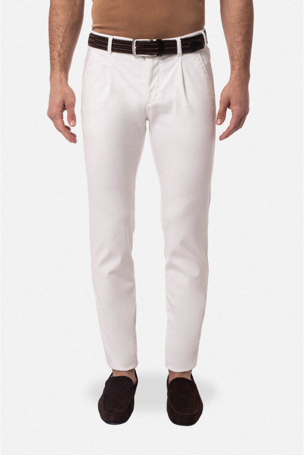 SPODNIE CASUAL AMATO 237A ECRU Z BAWEŁNY SPODNIE CASUAL AMATO 237A ECRU Z BAWEŁNY