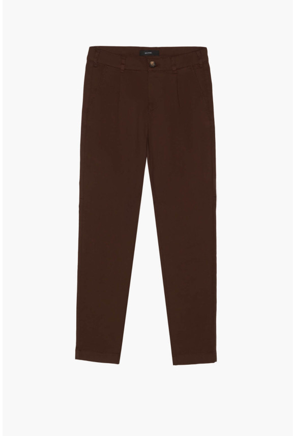 SPODNIE CASUAL AMATO 237 BRĄZOWE Z BAWEŁNY