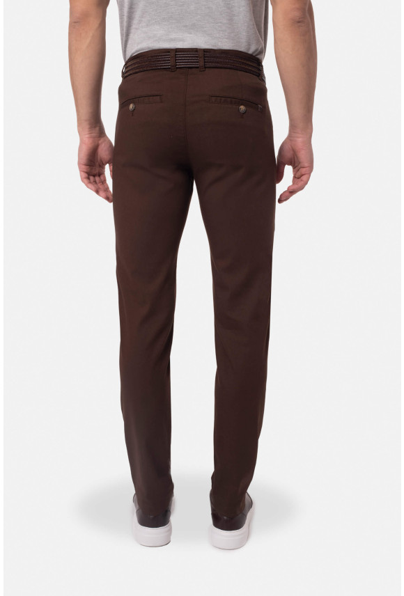 SPODNIE CASUAL AMATO 237 BRĄZOWE Z BAWEŁNY