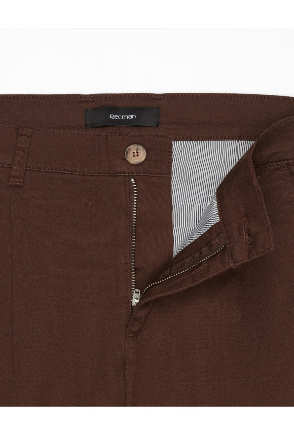 SPODNIE CASUAL AMATO 237 BRĄZOWE Z BAWEŁNY