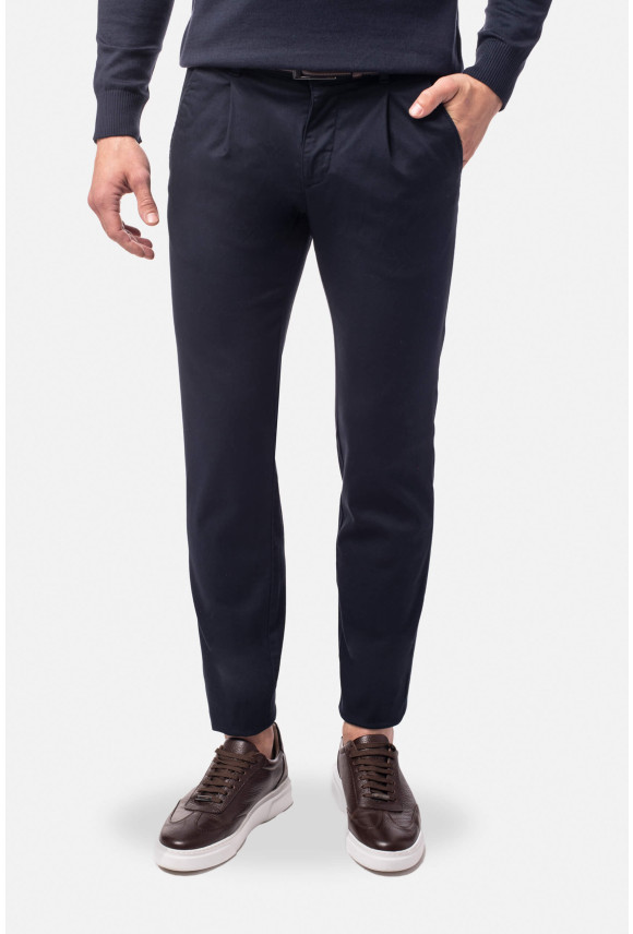 SPODNIE CASUAL AMATO 237 GRANATOWE Z BAWEŁNY SPODNIE CASUAL AMATO 237 GRANATOWE Z BAWEŁNY