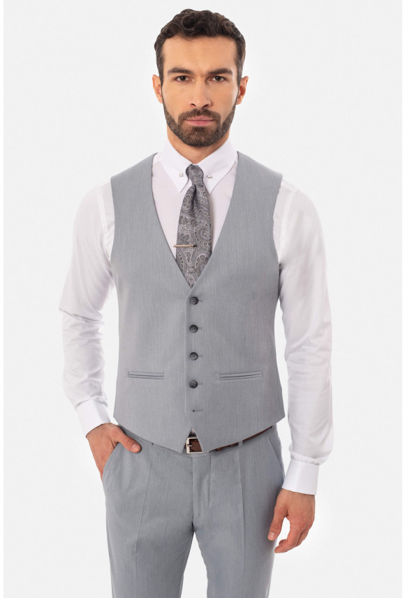 KAMIZELKA GRISOLIA SLIM FIT NIEBIESKA JEDNORZĘDOWA