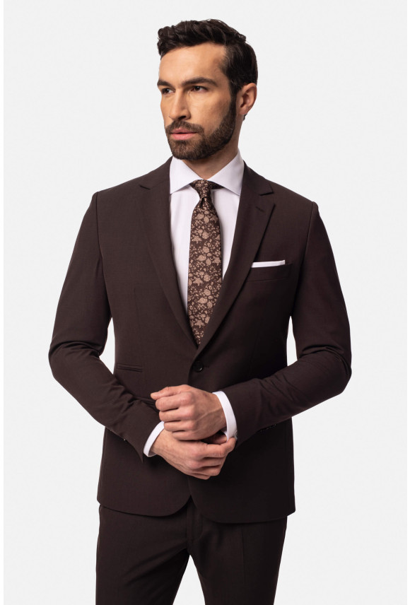 MARYNARKA TRECATE BRĄZOWA SLIM FIT JEDNORZĘDOWA Z WEŁNĄ MARYNARKA TRECATE BRĄZOWA SLIM FIT JEDNORZĘDOWA Z WEŁNĄ