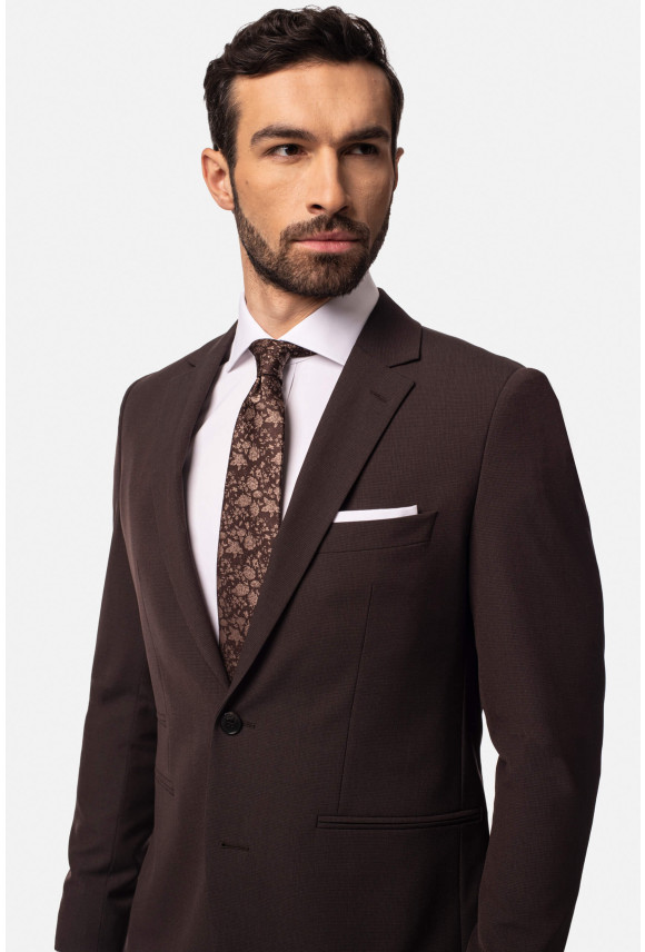 MARYNARKA TRECATE BRĄZOWA SLIM FIT JEDNORZĘDOWA Z WEŁNĄ MARYNARKA TRECATE BRĄZOWA SLIM FIT JEDNORZĘDOWA Z WEŁNĄ