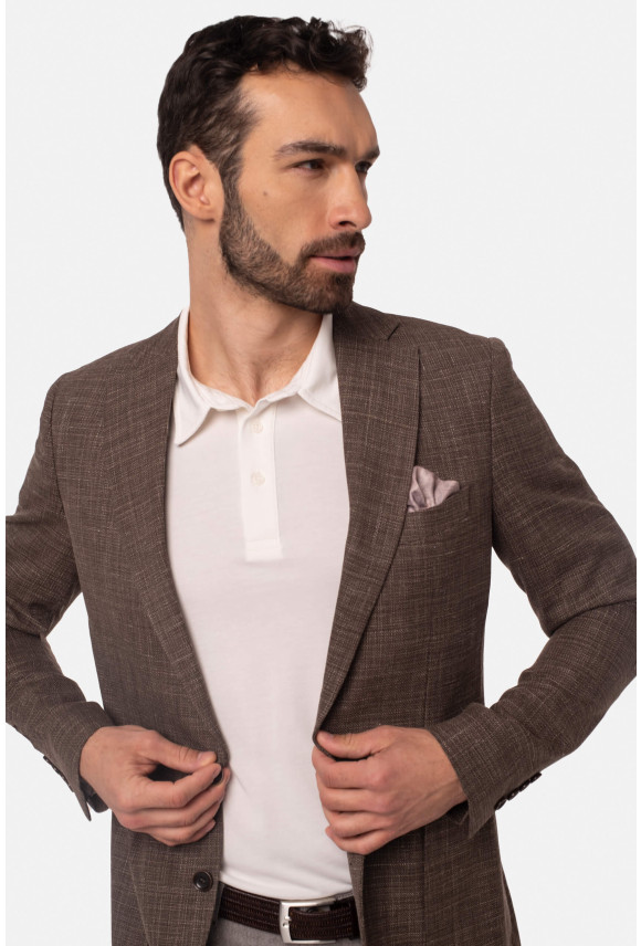 MARYNARKA MONGE BRĄZOWA SLIM FIT JEDNORZĘDOWA Z WEŁNY MARYNARKA MONGE BRĄZOWA SLIM FIT JEDNORZĘDOWA Z WEŁNY