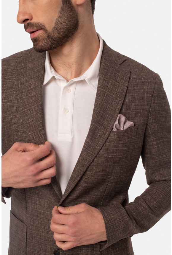MARYNARKA MONGE BRĄZOWA SLIM FIT JEDNORZĘDOWA Z WEŁNY MARYNARKA MONGE BRĄZOWA SLIM FIT JEDNORZĘDOWA Z WEŁNY