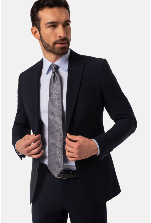 MARYNARKA BAMFORD GRANATOWA SLIM FIT JEDNORZĘDOWA Z WEŁNĄ
