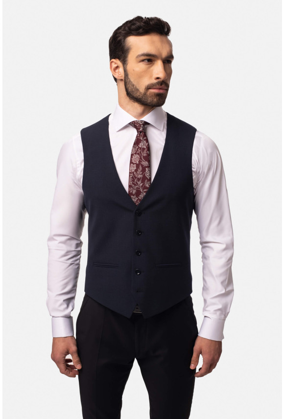 KAMIZELKA BAMFORD SLIM FIT GRANATOWA JEDNORZĘDOWA Z WEŁNĄ KAMIZELKA BAMFORD SLIM FIT GRANATOWA JEDNORZĘDOWA Z WEŁNĄ