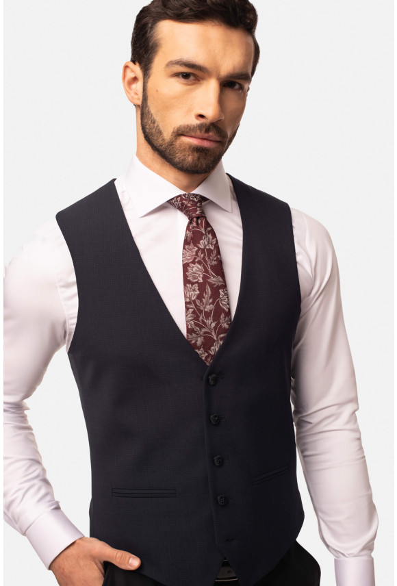 KAMIZELKA BAMFORD SLIM FIT GRANATOWA JEDNORZĘDOWA Z WEŁNĄ KAMIZELKA BAMFORD SLIM FIT GRANATOWA JEDNORZĘDOWA Z WEŁNĄ