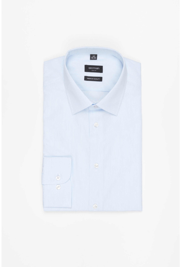 KOSZULA COFINO 3234T DŁUGI RĘKAW SLIM FIT NIEBIESKA Z BAWEŁNY