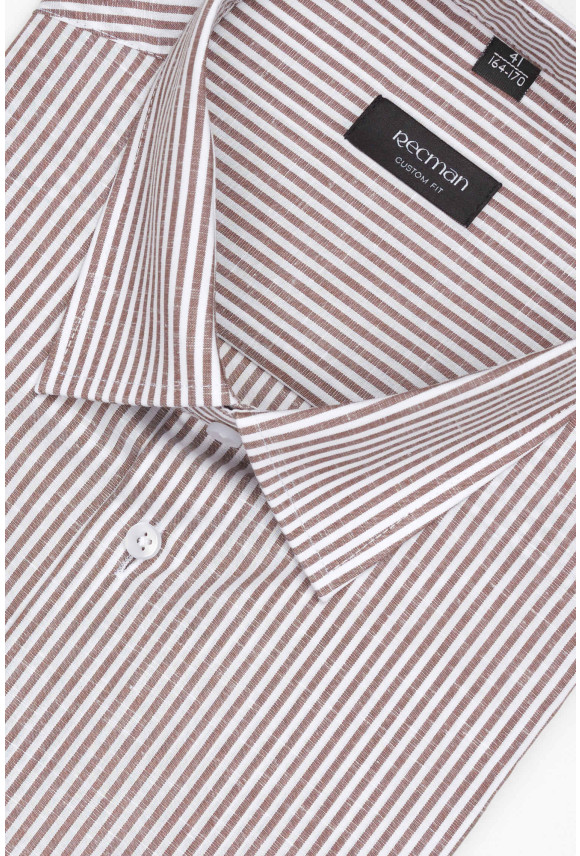 KOSZULA COFINO 3246T DŁUGI RĘKAW CUSTOM FIT BRĄZOWA Z BAWEŁNĄ