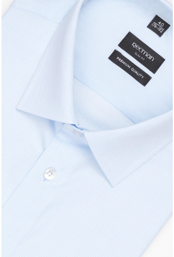 KOSZULA COVIVA 3235T DŁUGI RĘKAW SLIM FIT NIEBIESKA Z BAWEŁNY