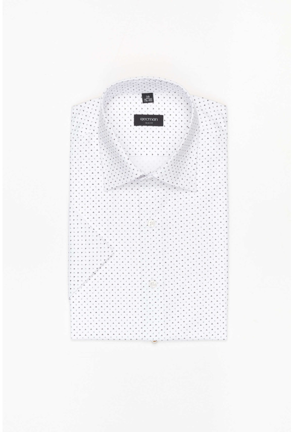 KOSZULA COLINE 3250E KRÓTKI RĘKAW SLIM FIT BIAŁA Z BAWEŁNĄ