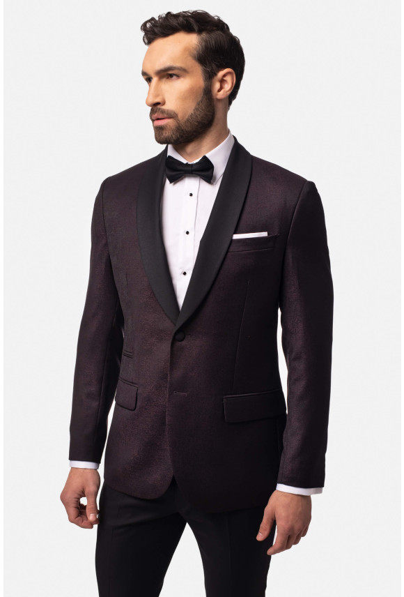 MARYNARKA RESWIN BORDOWA SLIM FIT JEDNORZĘDOWA Z WEŁNY MARYNARKA RESWIN BORDOWA SLIM FIT JEDNORZĘDOWA Z WEŁNY