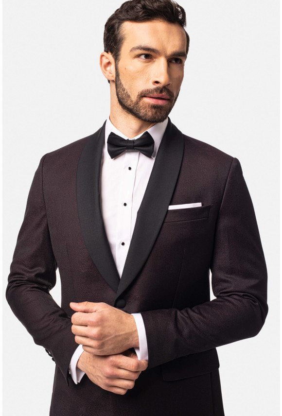 MARYNARKA RESWIN BORDOWA SLIM FIT JEDNORZĘDOWA Z WEŁNY MARYNARKA RESWIN BORDOWA SLIM FIT JEDNORZĘDOWA Z WEŁNY