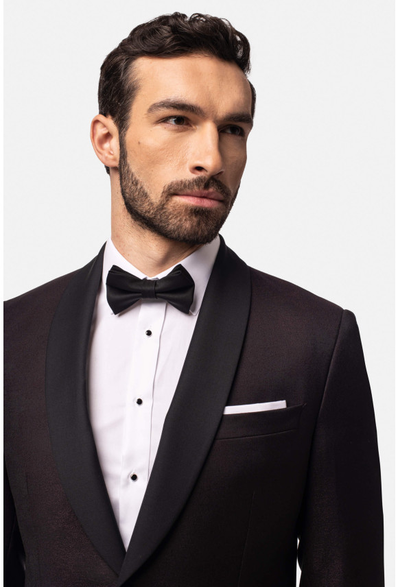 MARYNARKA RESWIN BORDOWA SLIM FIT JEDNORZĘDOWA Z WEŁNY MARYNARKA RESWIN BORDOWA SLIM FIT JEDNORZĘDOWA Z WEŁNY