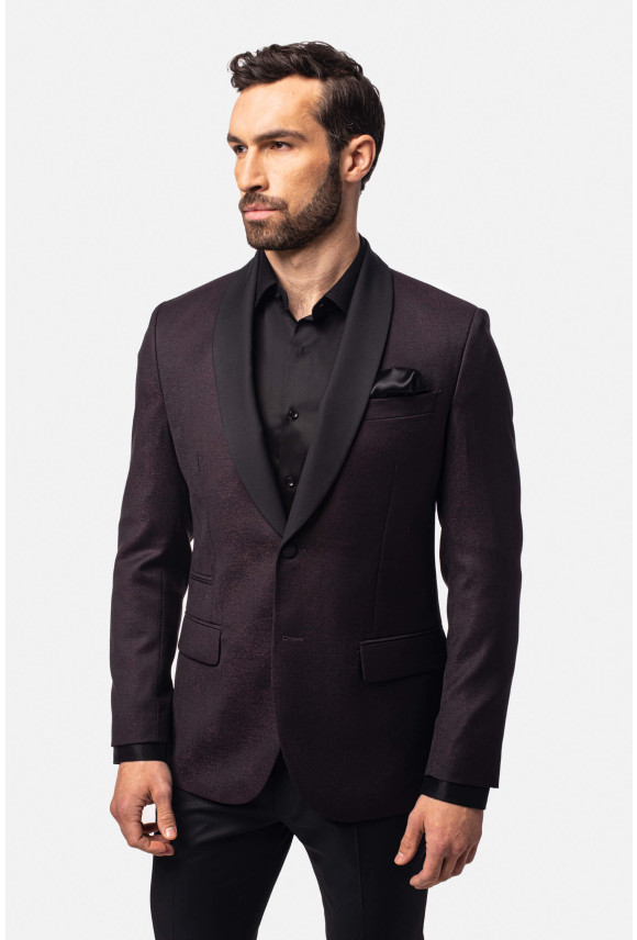 MARYNARKA RESWIN BORDOWA SLIM FIT JEDNORZĘDOWA Z WEŁNY MARYNARKA RESWIN BORDOWA SLIM FIT JEDNORZĘDOWA Z WEŁNY