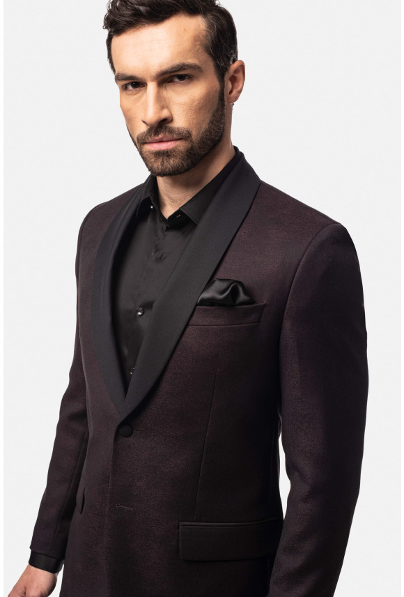 MARYNARKA RESWIN BORDOWA SLIM FIT JEDNORZĘDOWA Z WEŁNY MARYNARKA RESWIN BORDOWA SLIM FIT JEDNORZĘDOWA Z WEŁNY