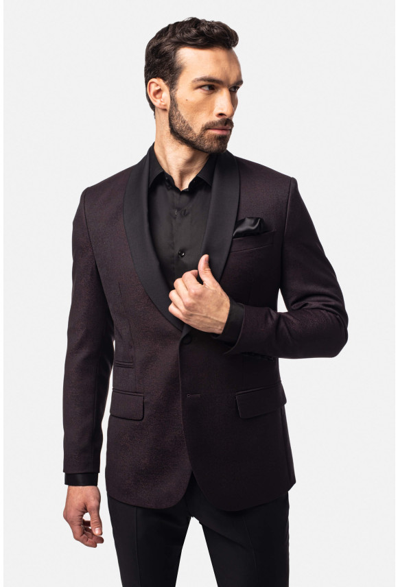 MARYNARKA RESWIN BORDOWA SLIM FIT JEDNORZĘDOWA Z WEŁNY MARYNARKA RESWIN BORDOWA SLIM FIT JEDNORZĘDOWA Z WEŁNY