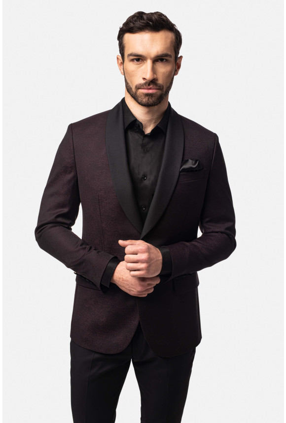 MARYNARKA RESWIN BORDOWA SLIM FIT JEDNORZĘDOWA Z WEŁNY MARYNARKA RESWIN BORDOWA SLIM FIT JEDNORZĘDOWA Z WEŁNY