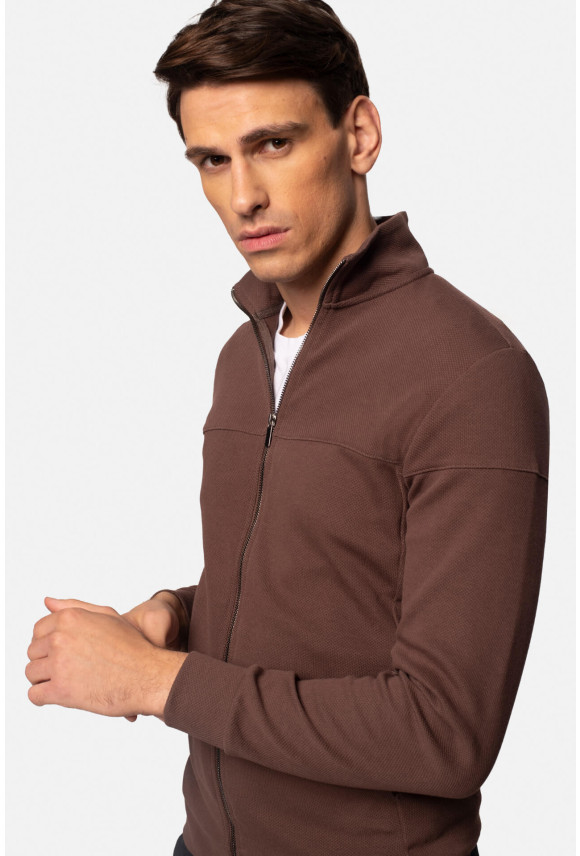 BLUZA DARNEY ROZPINANY BRĄZOWA Z BAWEŁNY