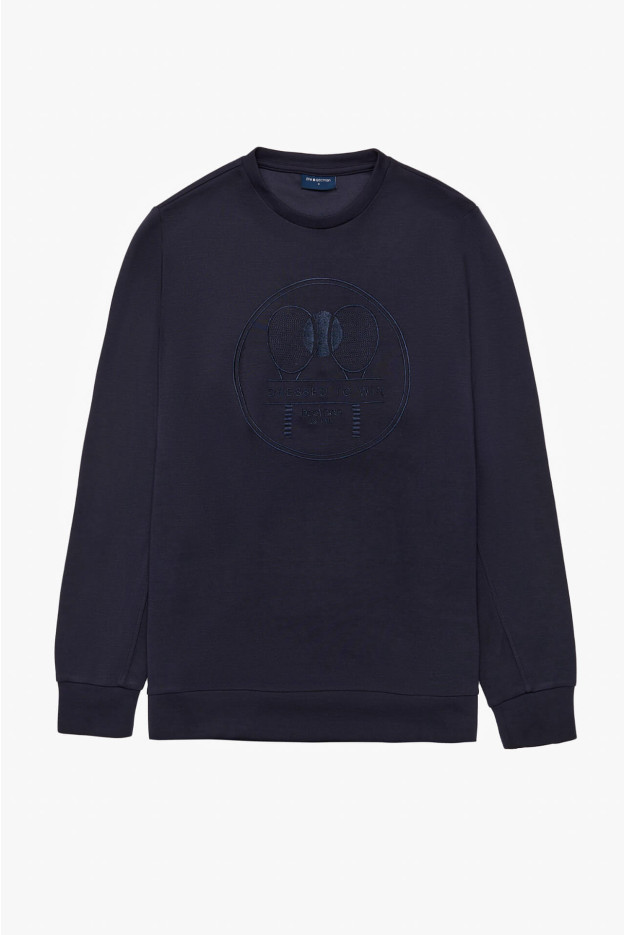 BLUZA TENNIS CLUB 006 Z OKRĄGŁYM DEKOLTEM GRANATOWA Z MODALEM BLUZA TENNIS CLUB 006 Z OKRĄGŁYM DEKOLTEM GRANATOWA Z MODALEM