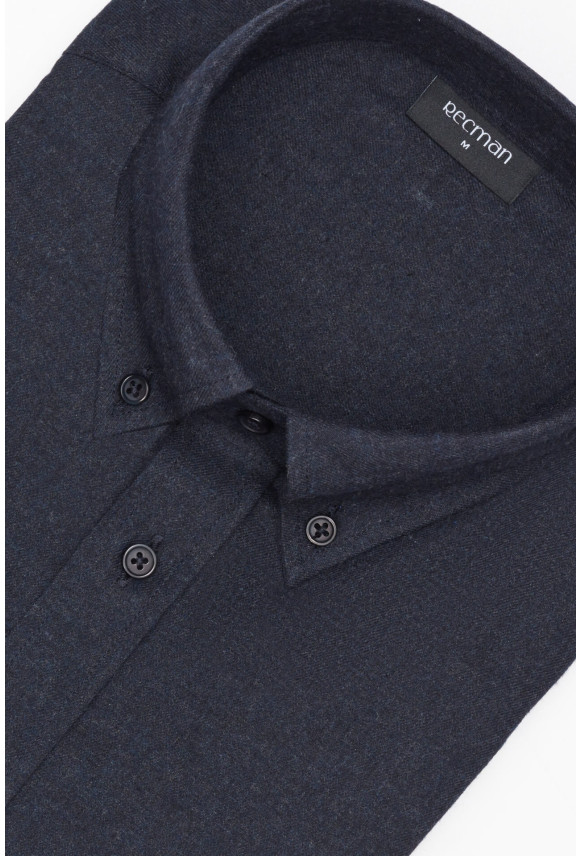KOSZULA FORMENTO 3256D DŁUGI RĘKAW SLIM FIT GRANATOWA Z BAWEŁNY