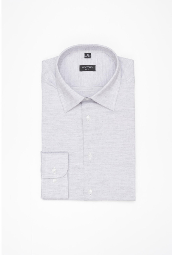KOSZULA VERSONE 3255D DŁUGI RĘKAW SLIM FIT SZARA Z BAWEŁNY