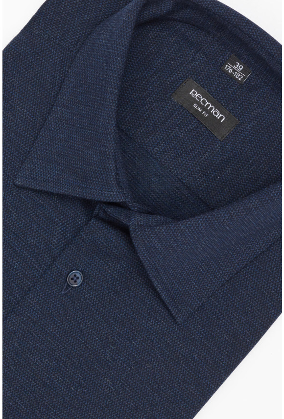 KOSZULA FORMENTO 3260D DŁUGI RĘKAW SLIM FIT GRANATOWA Z BAWEŁNY