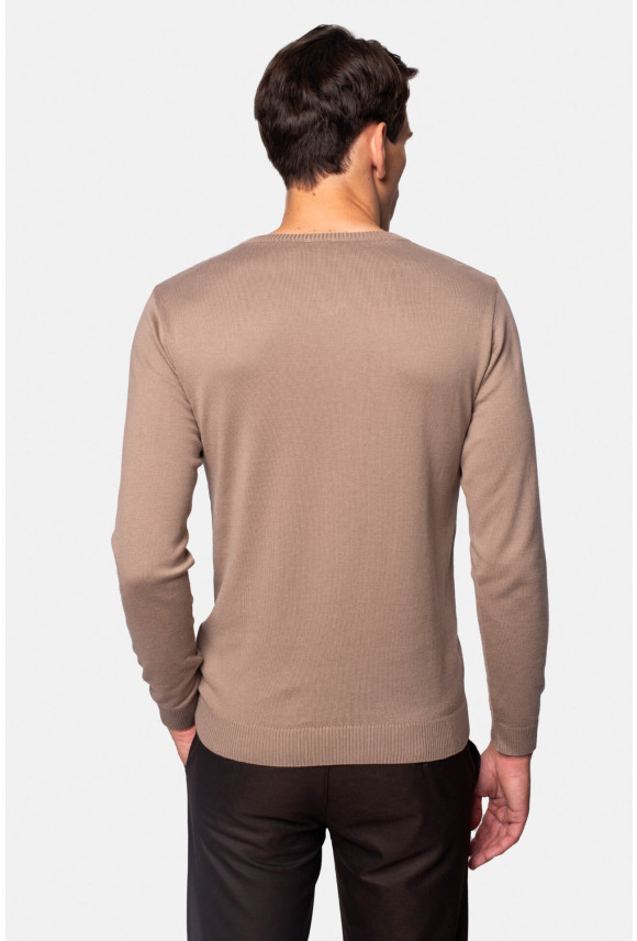 SWETER VARLIN Z DEKOLTEM TYPU SEREK BEŻOWY 0001