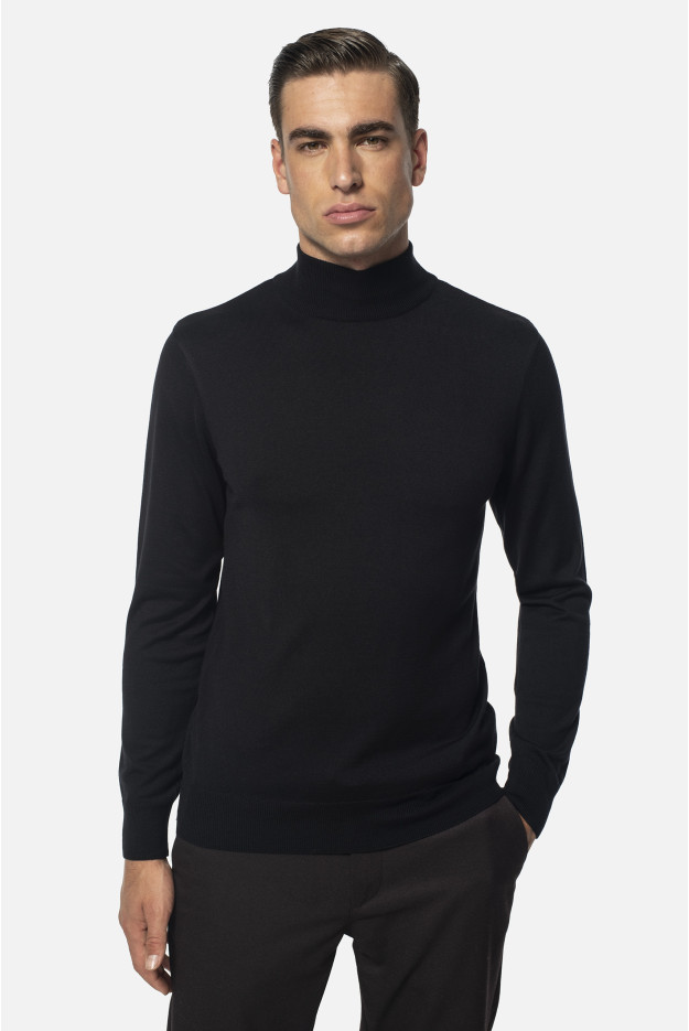 SWETER GIUNTI PÓŁGOLF CZARNY Z WISKOZY SWETER GIUNTI PÓŁGOLF CZARNY Z WISKOZY