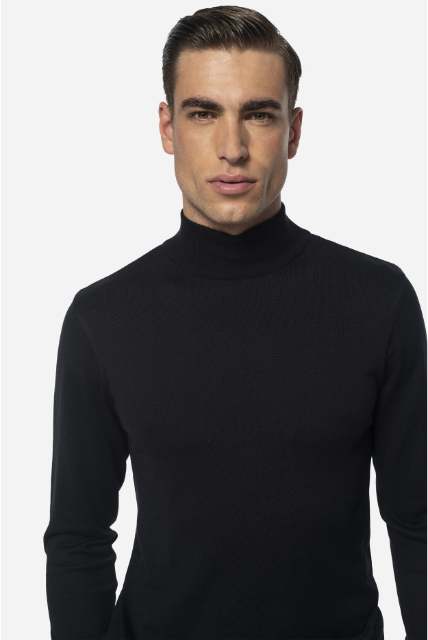 SWETER GIUNTI PÓŁGOLF CZARNY Z WISKOZY SWETER GIUNTI PÓŁGOLF CZARNY Z WISKOZY