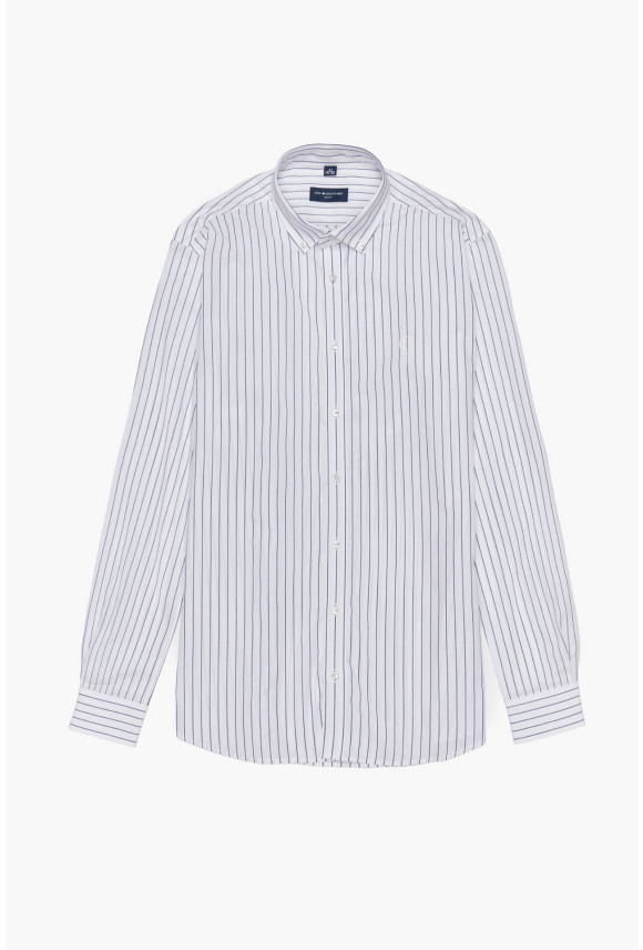KOSZULA TENNIS CLUB 018 DŁUGI RĘKAW SLIM FIT BIAŁA Z BAWEŁNY