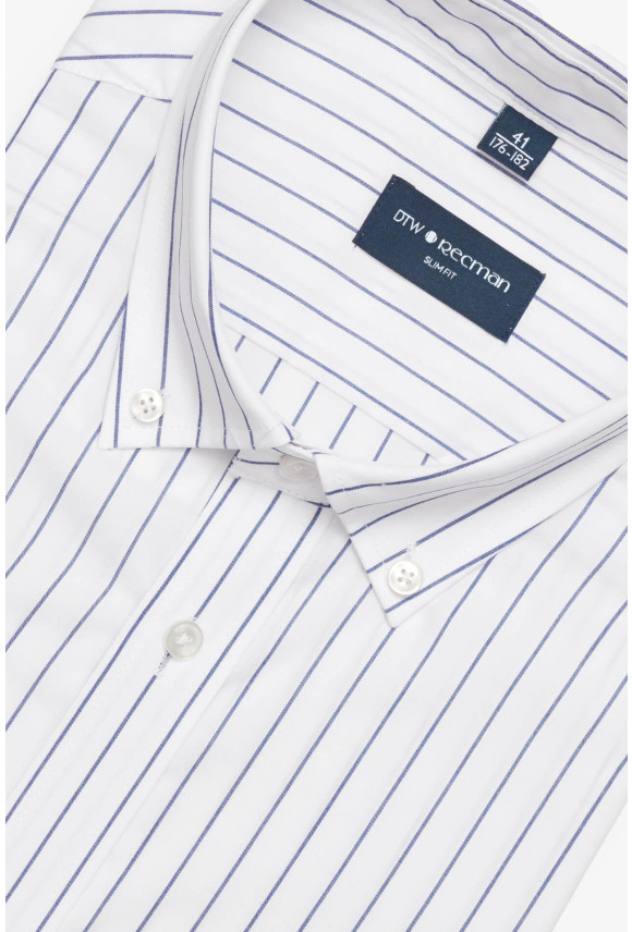 KOSZULA TENNIS CLUB 018 DŁUGI RĘKAW SLIM FIT BIAŁA Z BAWEŁNY