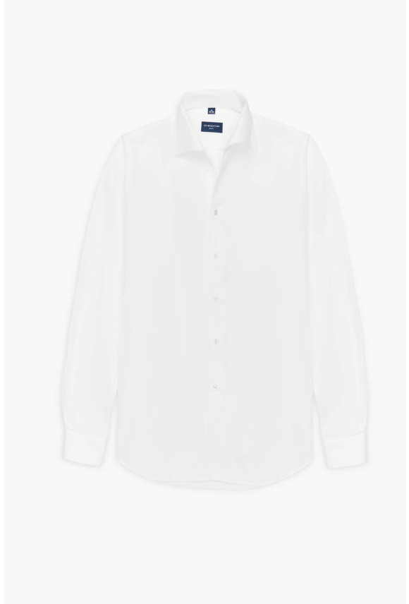 KOSZULA TENNIS CLUB 019 DŁUGI RĘKAW SLIM FIT BIAŁA Z BAWEŁNY