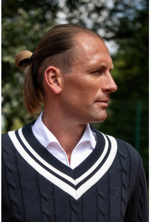 KOSZULA TENNIS CLUB 019 DŁUGI RĘKAW SLIM FIT BIAŁA Z BAWEŁNY