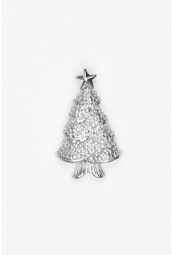 PINS XMAS CHRISTMAS TREE SREBRNY