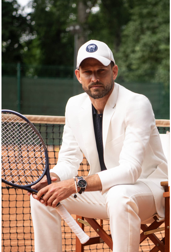 MARYNARKA TENNIS CLUB 002 ECRU SLIM FIT JEDNORZĘDOWA Z BAWEŁNĄ