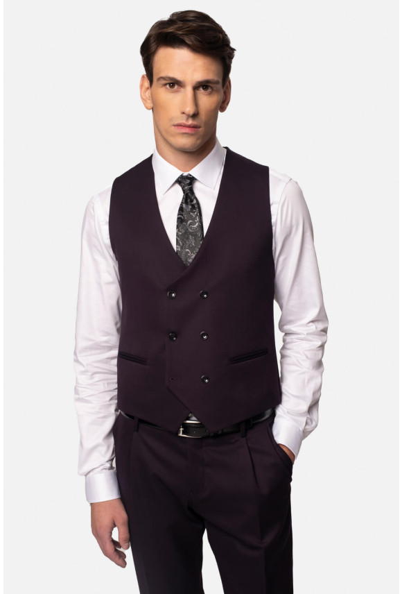 KAMIZELKA PIRULO SLIM FIT FIOLETOWA DWURZĘDOWA