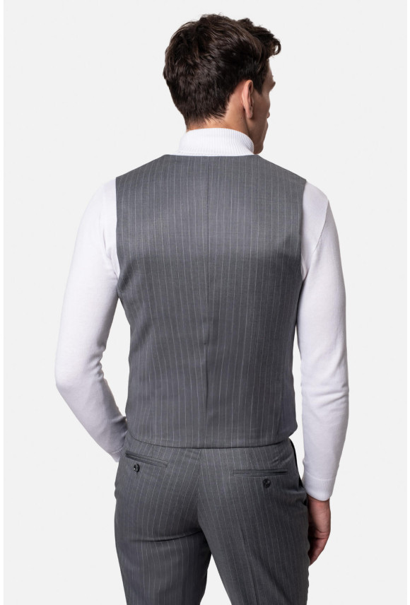 KAMIZELKA PERNET SLIM FIT SZARA JEDNORZĘDOWA Z WEŁNĄ