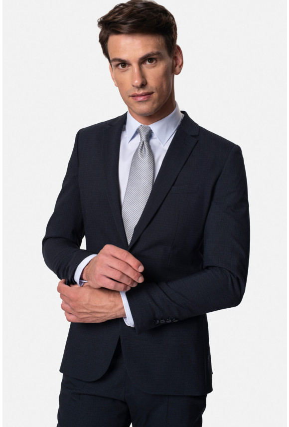 MARYNARKA WALD GRANATOWA SUPER SLIM FIT JEDNORZĘDOWA Z WEŁNĄ