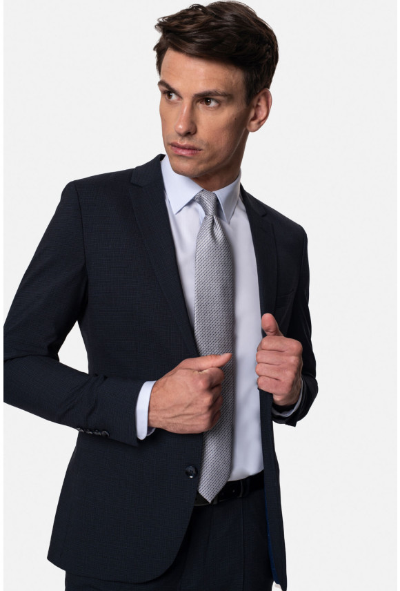 MARYNARKA WALD GRANATOWA SUPER SLIM FIT JEDNORZĘDOWA Z WEŁNĄ