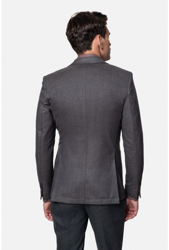 MARYNARKA SAFOR SZARA SLIM FIT JEDNORZĘDOWA Z WEŁNY
