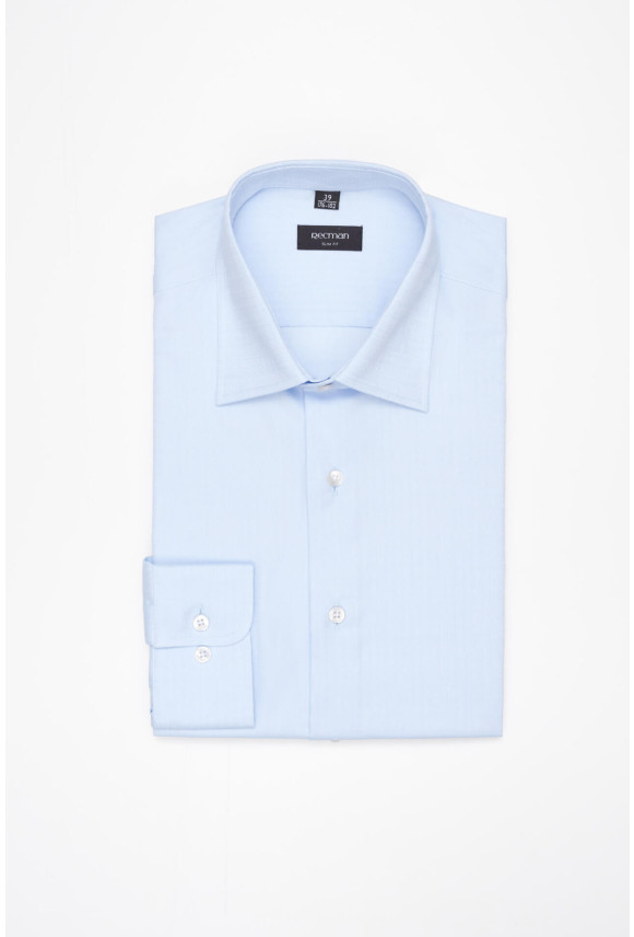 KOSZULA CORSINI 3275E DŁUGI RĘKAW SLIM FIT BŁĘKITNA Z BAWEŁNY