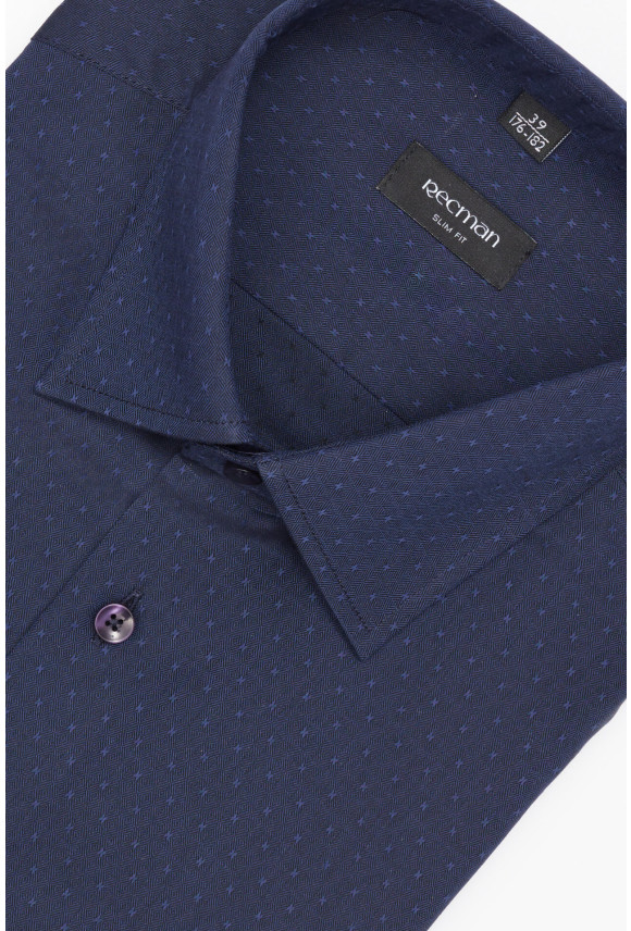 KOSZULA CORSINI 3276E DŁUGI RĘKAW SLIM FIT GRANATOWA Z BAWEŁNY