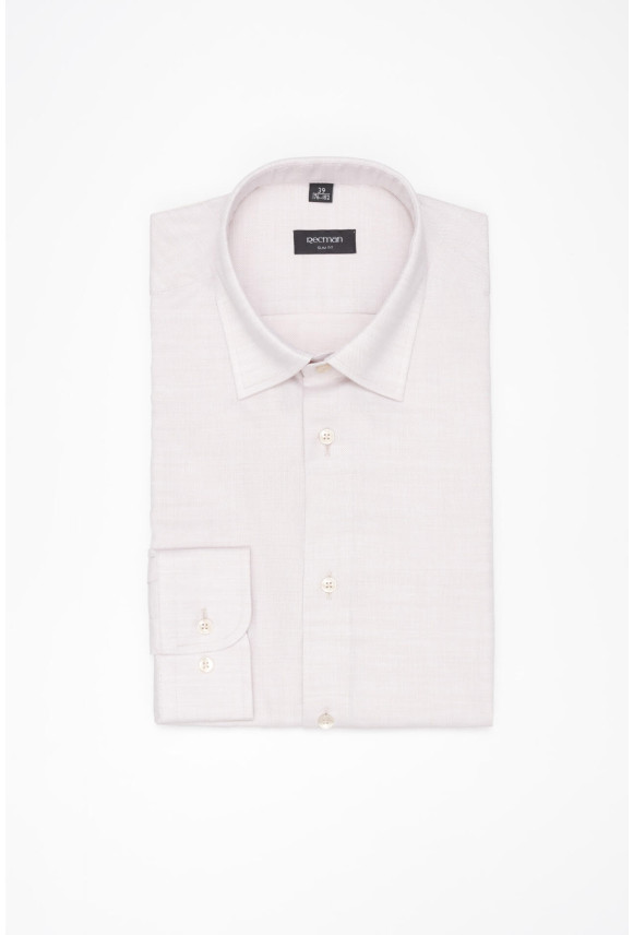 KOSZULA CORSINI 3278T DŁUGI RĘKAW SLIM FIT BEŻOWA Z WISKOZĄ