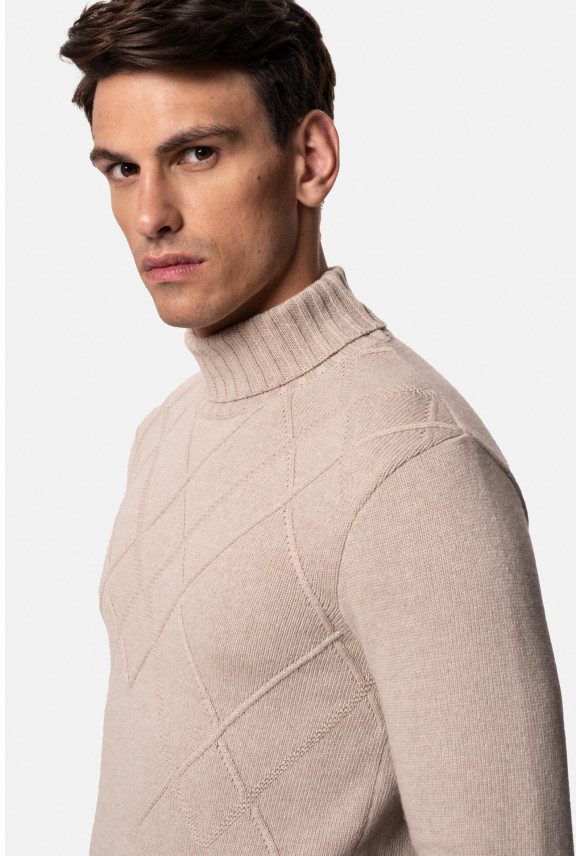 SWETER CAPRI GOLF BEŻOWY Z WEŁNĄ