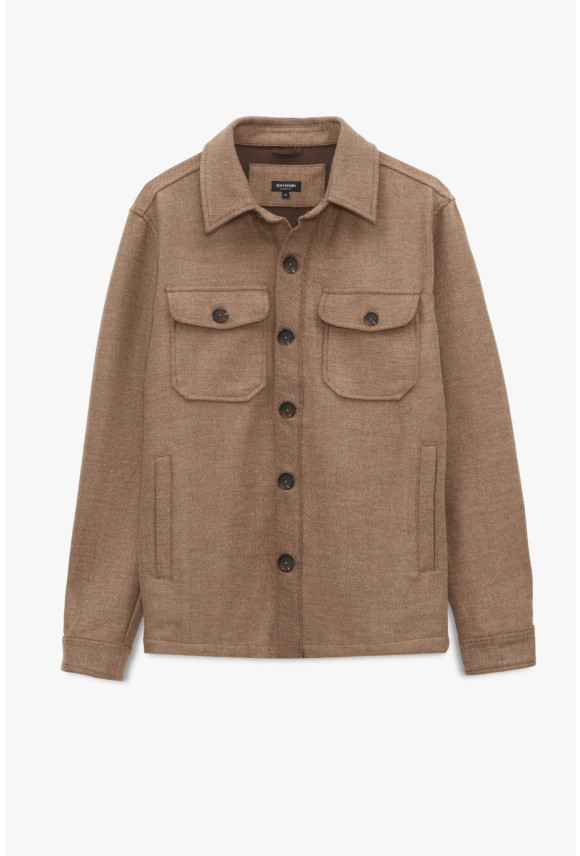 KOSZULA OVERSHIRT 3279 DŁUGI RĘKAW CUSTOM FIT BEŻOWA Z WISKOZĄ